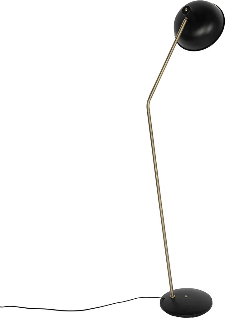 Lampa stojąca retro czarna z brązem - Milou