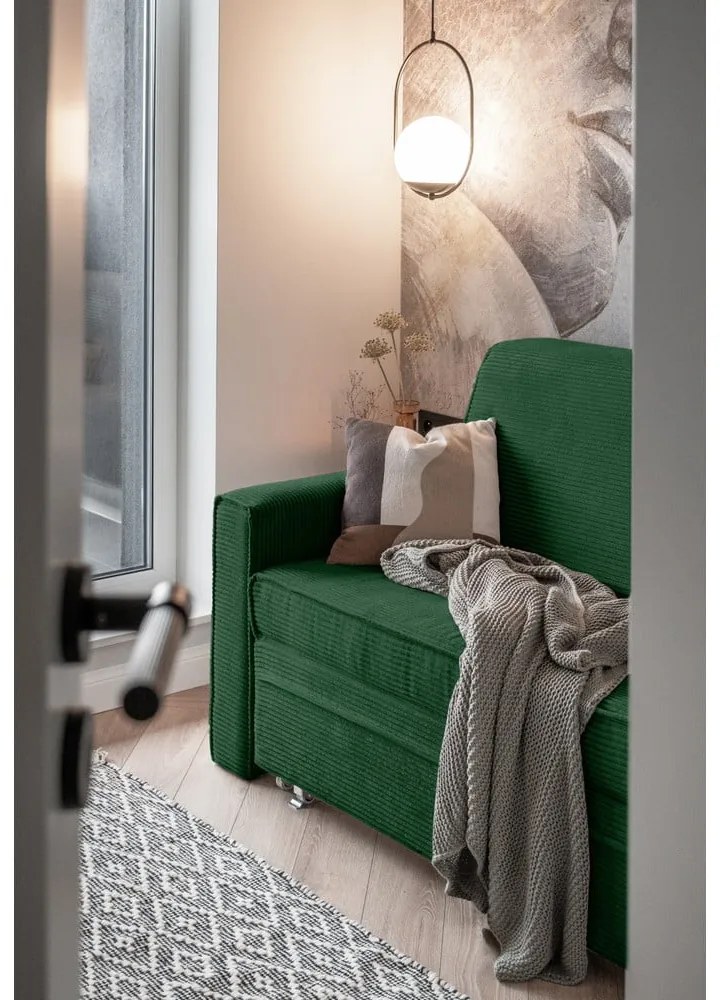 Ciemnozielona rozkładana sofa 168 cm Lucky Lucy – Miuform