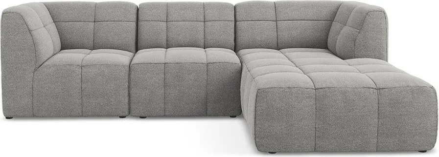 Szary narożnik z materiału bouclé (prawostronny/z szezlongiem) Aloha – Makamii