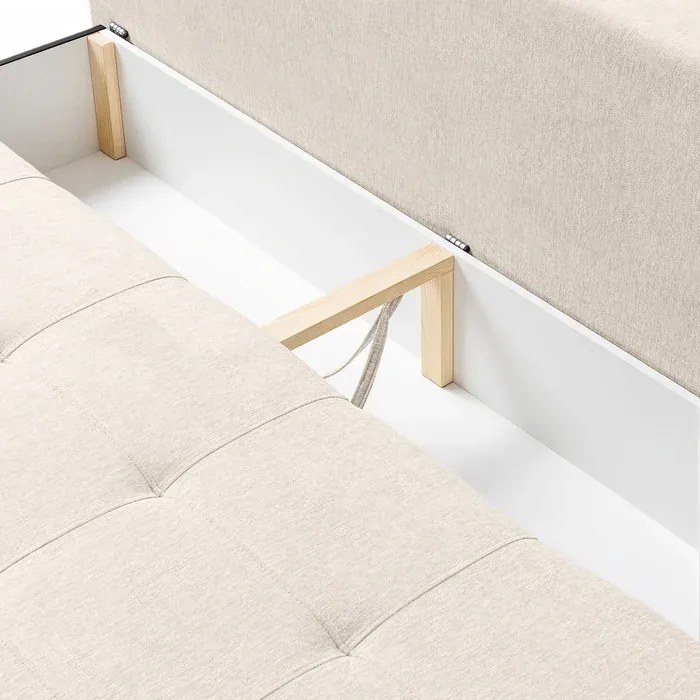 Sofa z Funkcją Spania MORANA Kremowa Nowoczesna