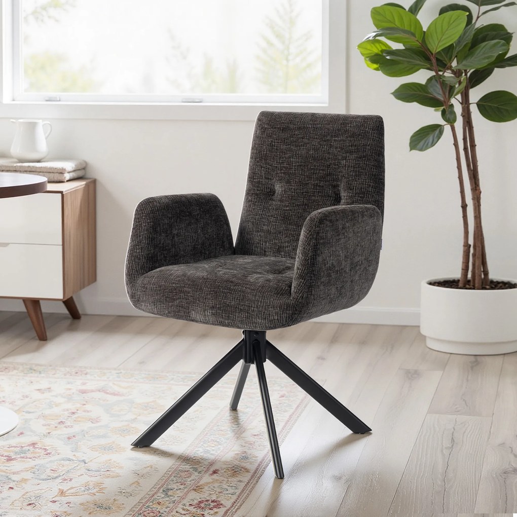 HOMCOM Fotel tapicerowany, fotel akcentowy, nowoczesny design, obrotowy, do 120 kg, czarny