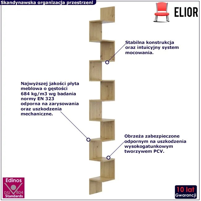 Narożna pólka ścienna w kolorze dąb artisan - Flora 6X