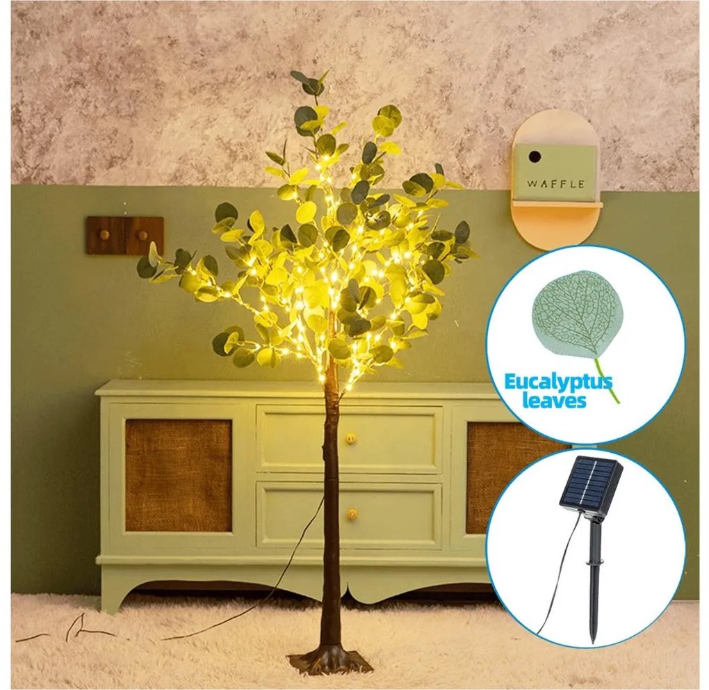 Aigostar - LED solarny dekor 285xLED/3,8m IP65 ciepła biel eukaliptus