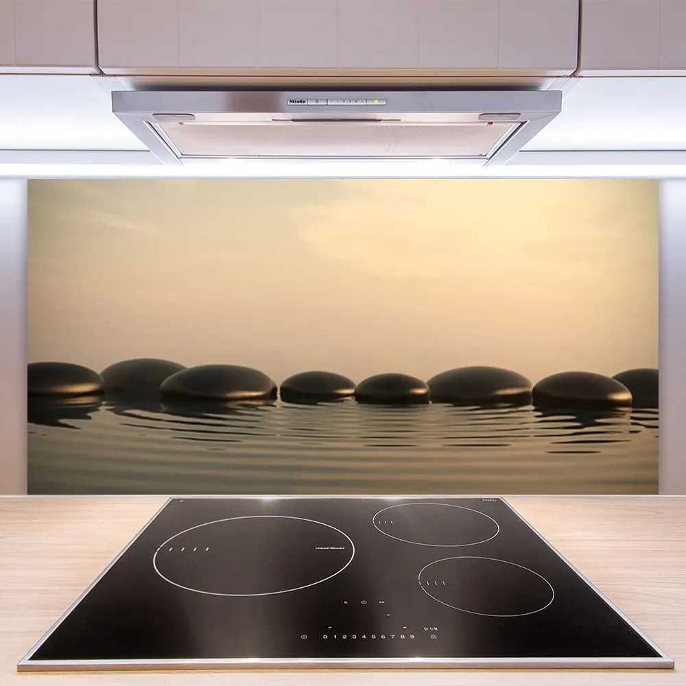 Panel Szklany Refleksy Wody na Kamieniach