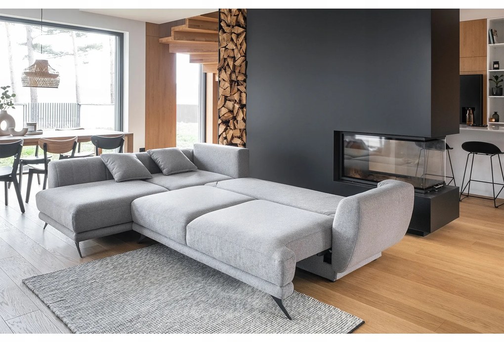 Rozkładana sofa narożna LARDE, turkusowa Wersja: Lewy róg