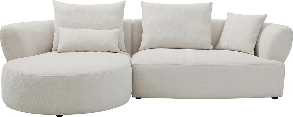 Narożna sofa lewostronana z beżowej tkaniny szenilowej CUSAVA od Maison Céphy