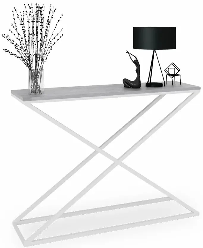 Nowoczesna konsola biały + beton D5-A73