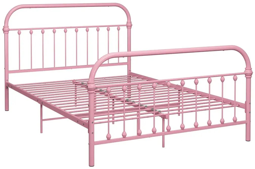Różowe metalowe łóżko w stylu loft 180x200 cm - Etiosa