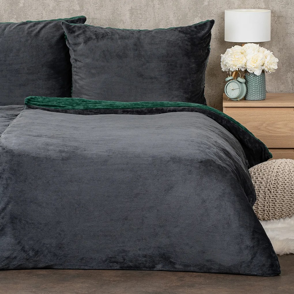 4Home Pościel mikroflanela Stripe zielony, 140 x 200 cm, 70 x 90 cm