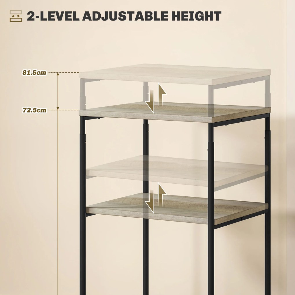 HOMCOM Stojak na Drukarkę z 3 Poziomami, Regulowany, Mobilny Biurkowy Stolik na Drukarkę, dla Home Office, Metal i Drewno