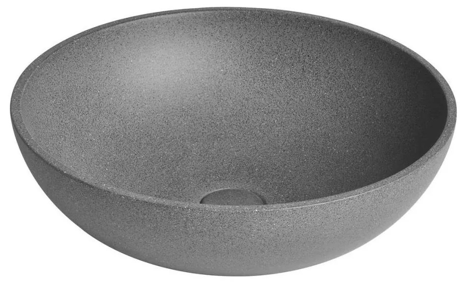 Sapho - Umywalka nablatowa TURF Ø 44 cm beton/czarny granit