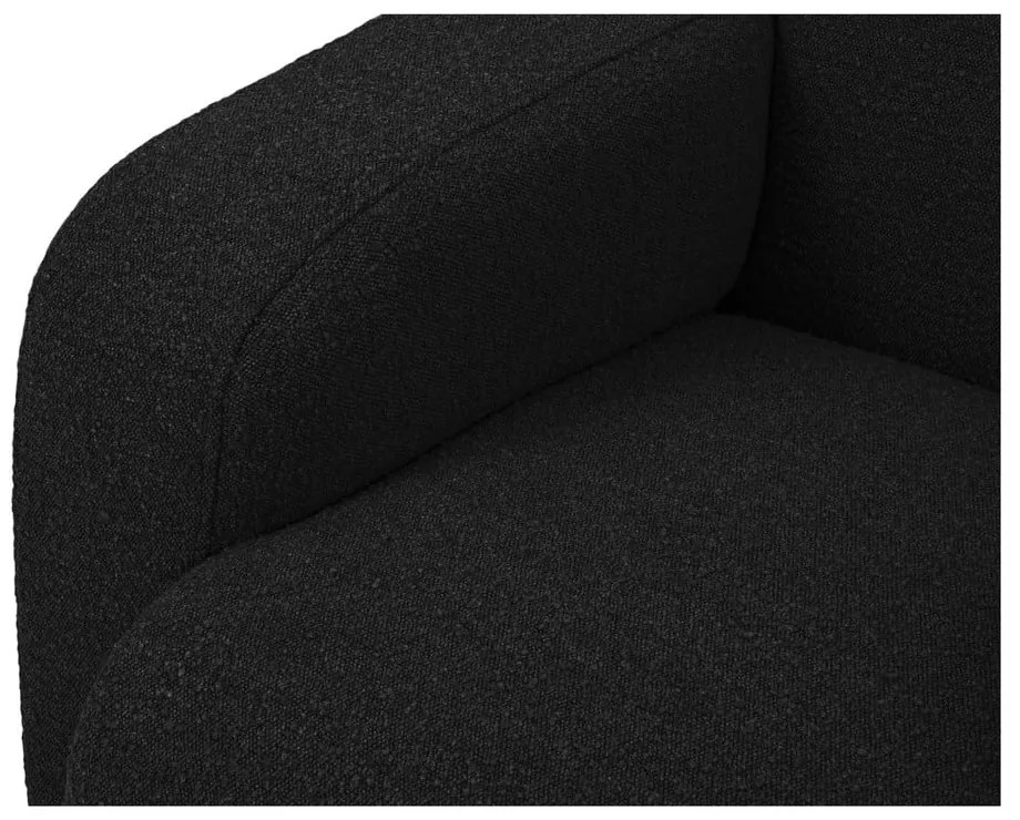 Czarny narożnik z materiału bouclé (prawostronny) Molino – Micadoni Home