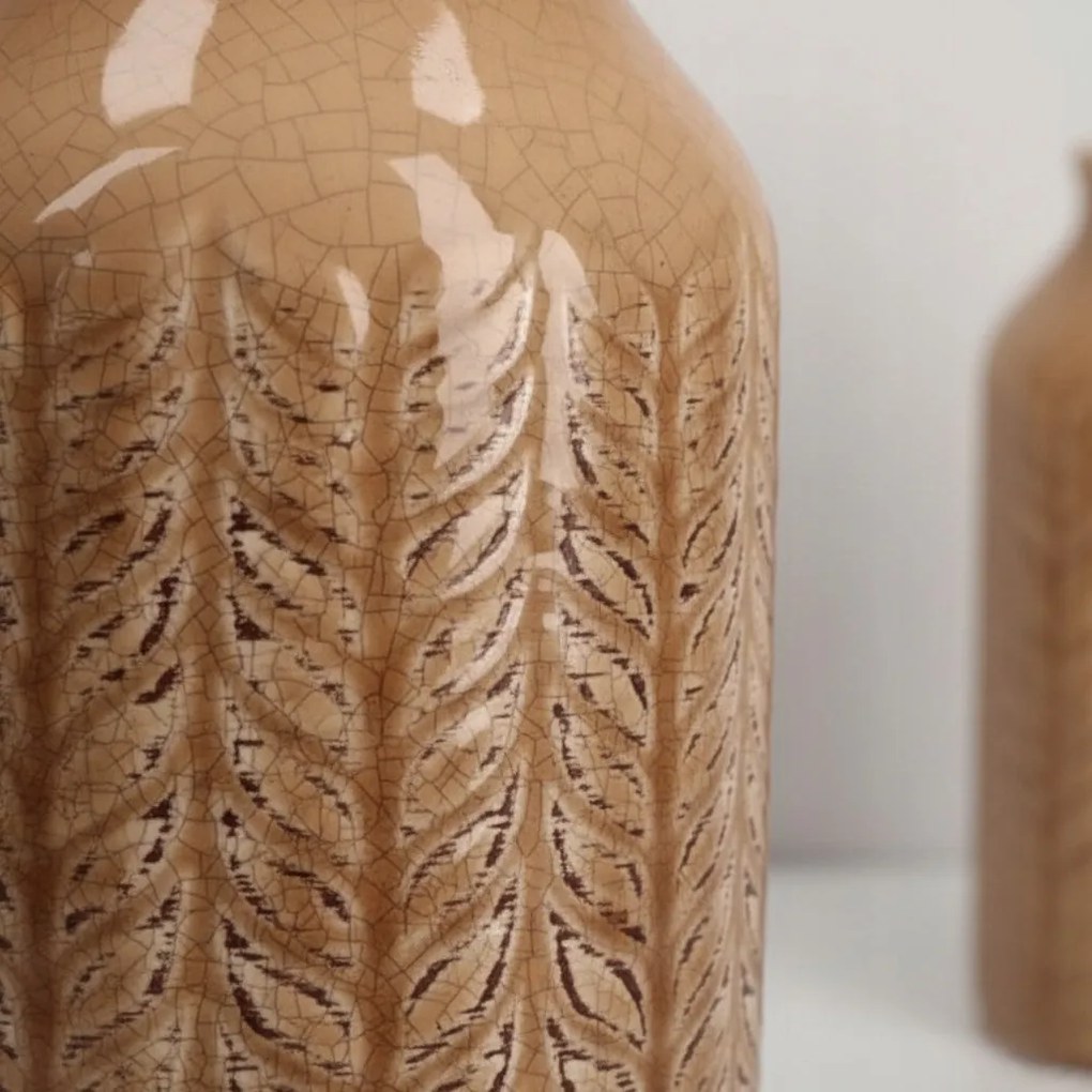 Osłonka Ceramiczna Brąz 17 cm Nowoczesny Wazon zdobiony Elegancki vintage