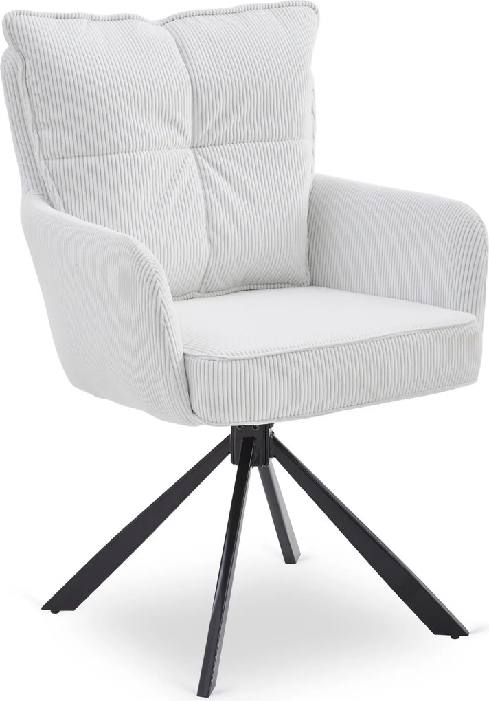 Krzesło Tapicerowane Obrotowe do Salonu CITY Kremowe Sztruksowe Nowoczesne