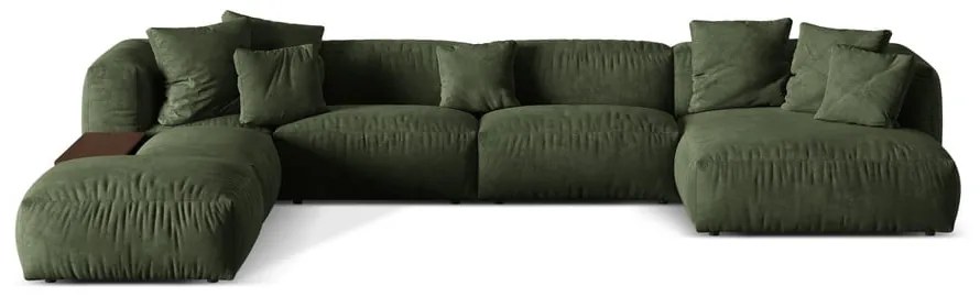 Zielony aksamitny narożnik modułowy (lewostronny/w kształcie litery U) Martina – Micadoni