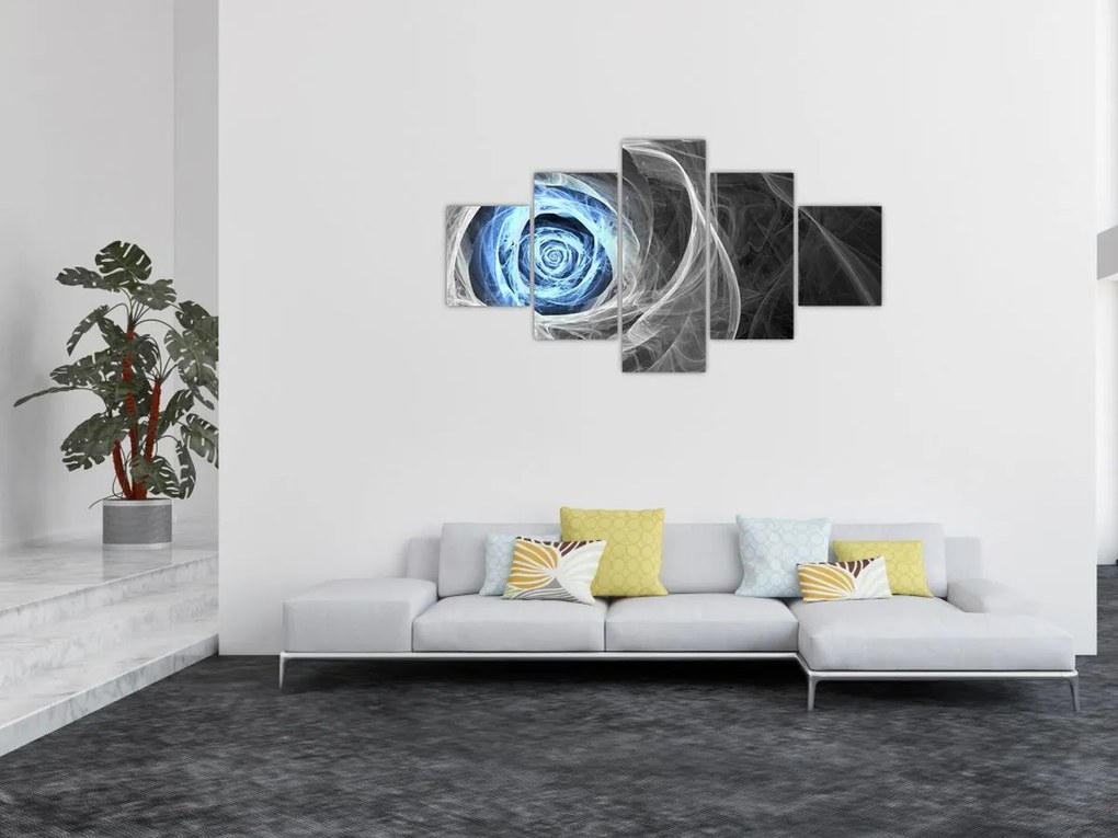 Obraz - Abstrakcyjny niebieski róż (125x70 cm)