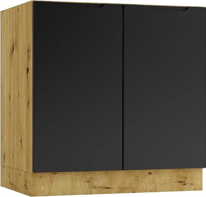 Szafka pod zlew 80 cm dąb artisan + czarny R4-T23