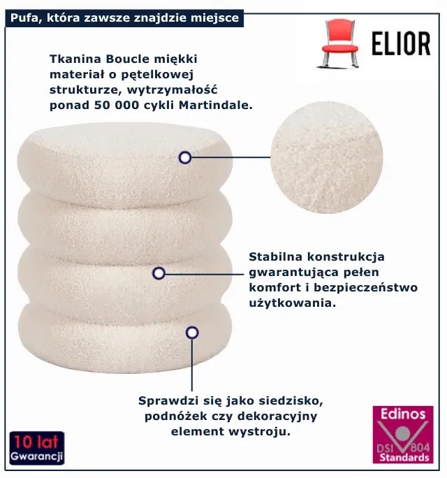 Kremowa okrągła pufa A3-H38