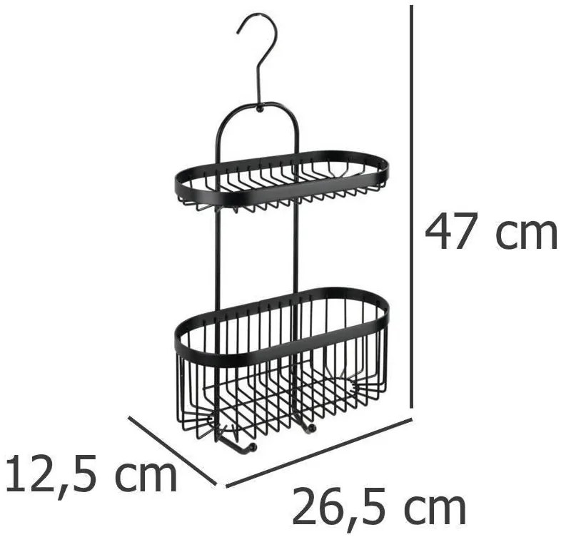 Półka łazienkowa zawieszana Classic-Plus, 2 poziomy + 2 haczyki, WENKO