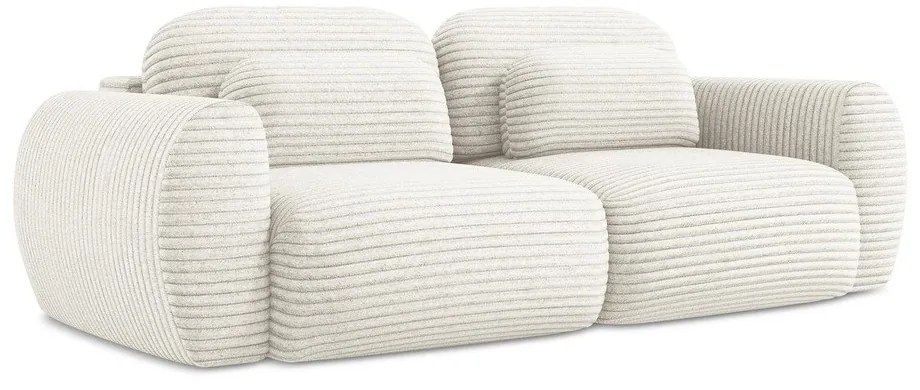 Beżowa sztruksowa rozkładana sofa ze schowkiem 266 cm Kini – Makamii