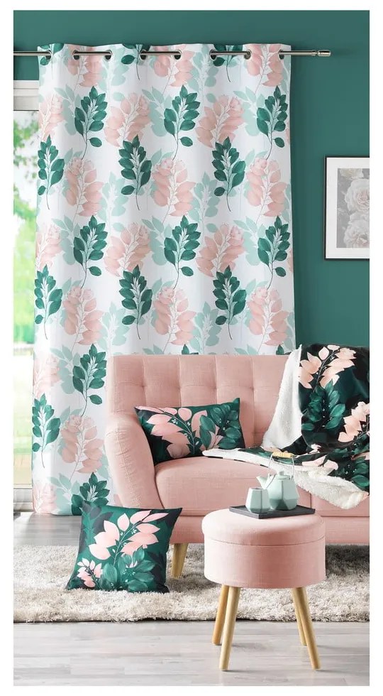 Biało-zielona zasłona 140x280 cm Belline – douceur d'intérieur