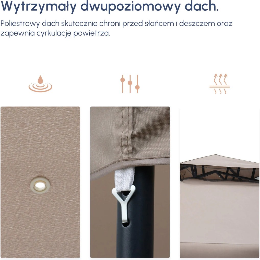 Outsunny Pawilon Ogrodowy 3x3 m z Ochroną UV i Dachem Podwójnym 294x294 cm | Aosom PL