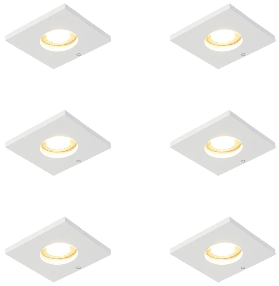 Zestaw 6 nowoczesnych, wpuszczanych reflektorów łazienkowych biały - Doku