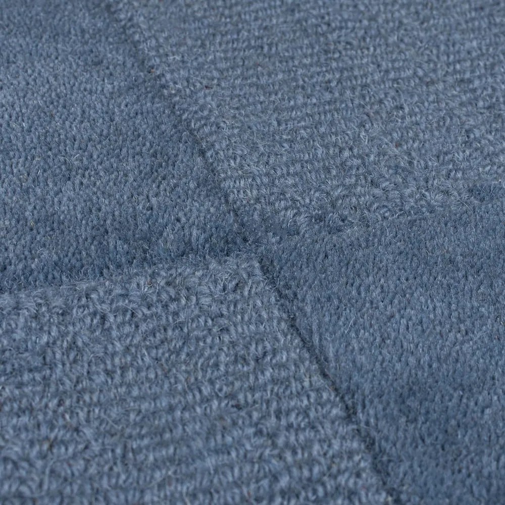 Ciemnoniebieski wełniany chodnik tkany ręcznie 60x230 cm Checkerboard – Flair Rugs