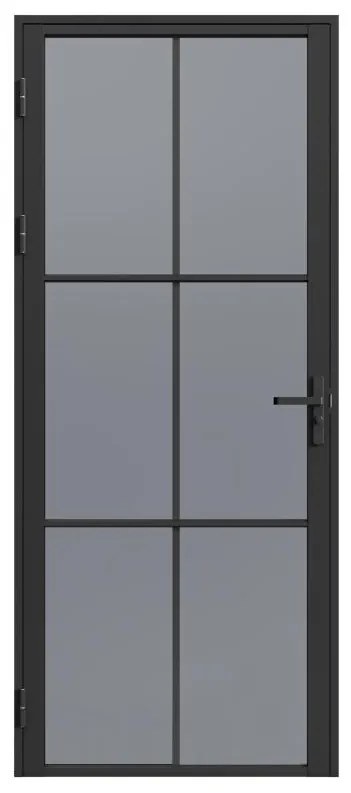 Drzwi kompletne dwustronne z aluminium i dymionego szkła hartowanego - wys. 204 x szer. 73 cm - Czarny - SEROTO