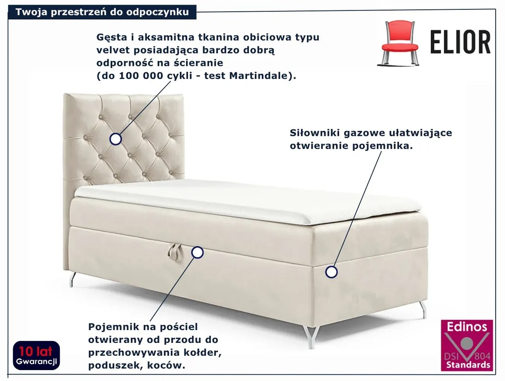 Kremowe pojedyncze łóżko kontynentalne 3 rozmiary F2-N97