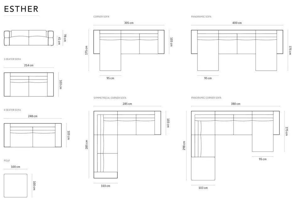 Niebieska sofa 248 cm Esther – Milo Casa