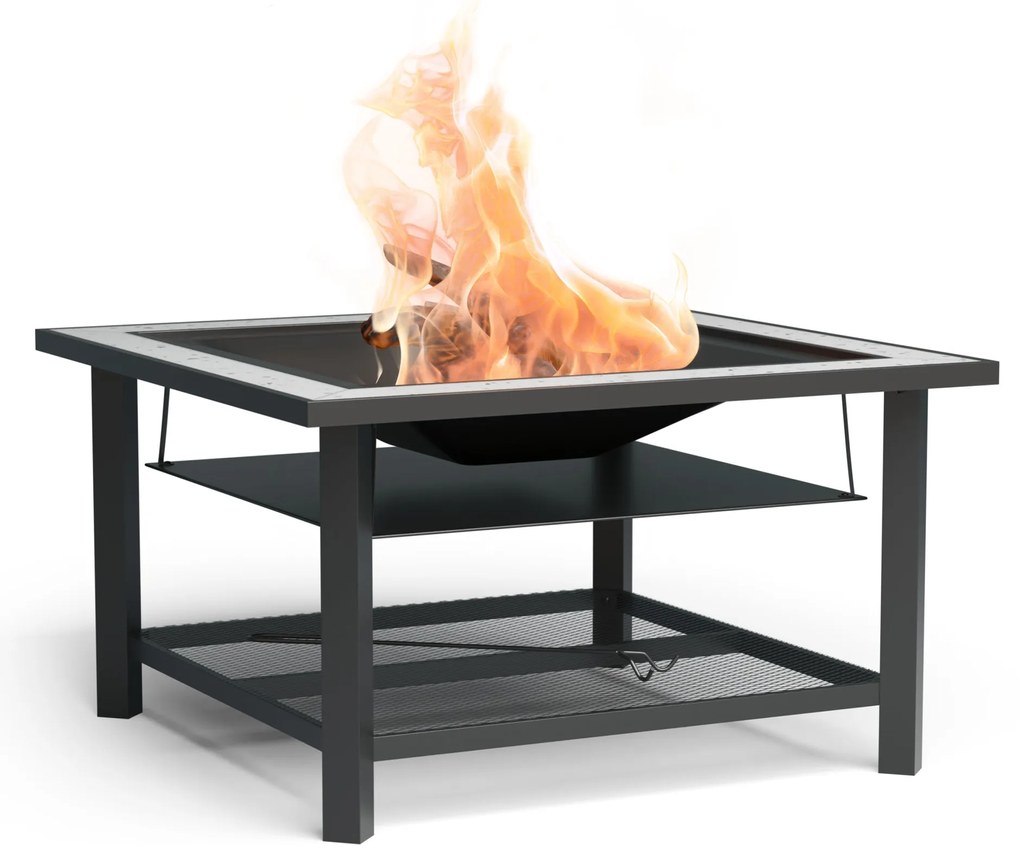 Blumfeldt Merano 80cm Niskie Palenisko z grillem Jasnoszary/Czarny