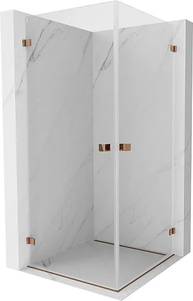 Mexen Lunar-B Duo kabina prysznicowa uchylna 85 x 85 cm, transparent, różowe złoto - 832-085L-085P-60-00