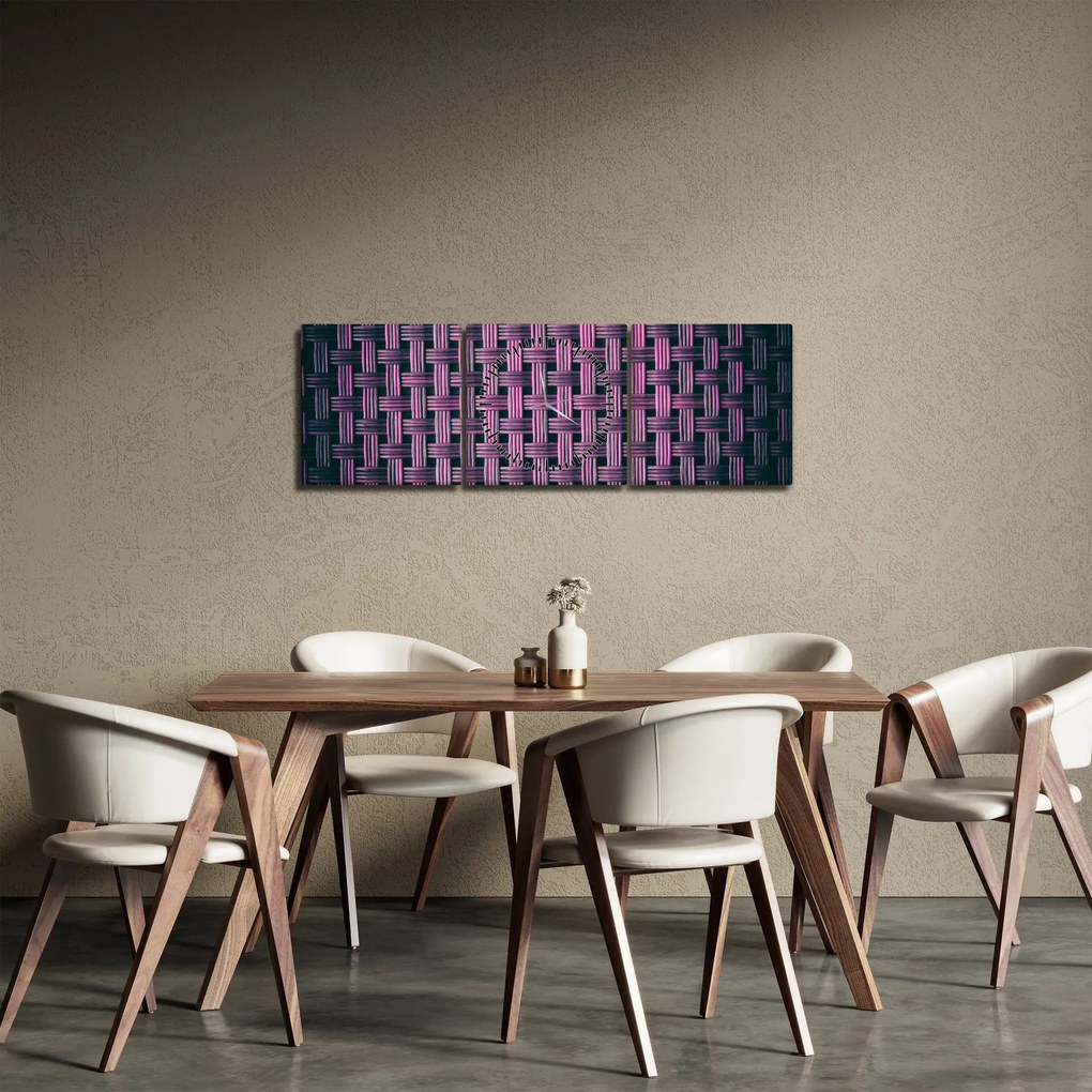 Obraz fioletowej tekstury (z zegarem) (90x30 cm)