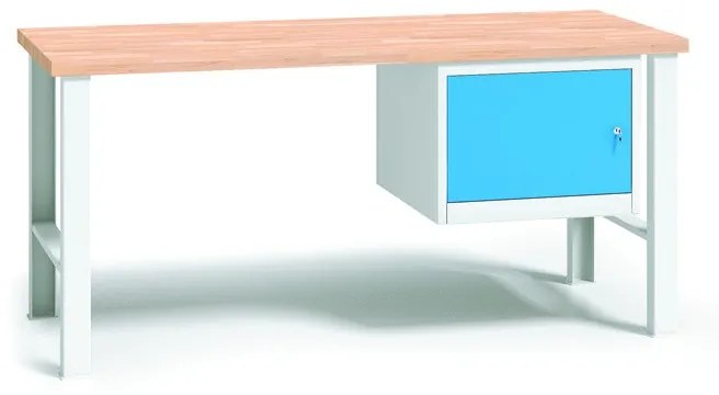 Profesjonalny stół warsztatowy z drewnianym blatem roboczym, 2000x685x840 mm, 1x szafka