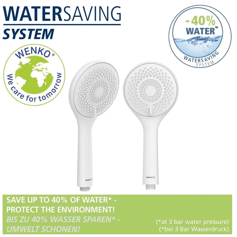 Biały zestaw prysznicowy ze stali nierdzewnej 70 cm Watersaving – Wenko