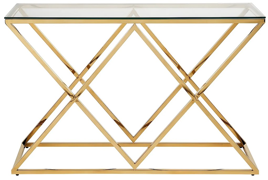 Konsola CHARLOTTE marki Pascal Morabito – szkło hartowane i stal – kolor złoty