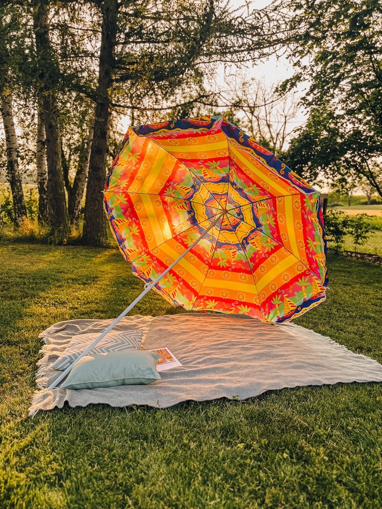 Czerwono-żółty parasol BLISS 180 cm