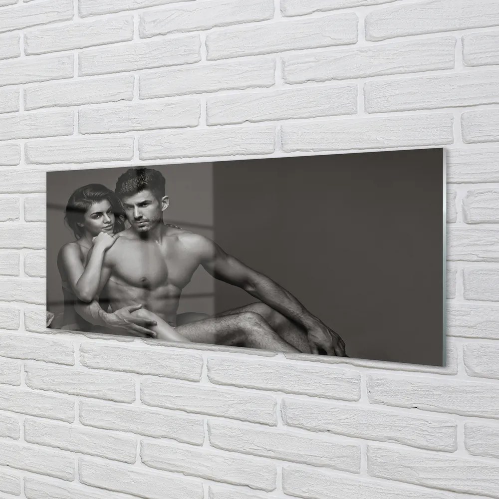 Panel szklany do Kuchni Para: Kobieta i Mężczyzna