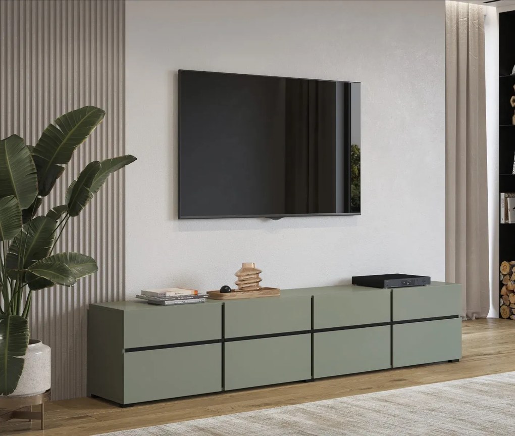Szafka RTV CROSS 4K4S 225cm zielona/czarna HELVETIA