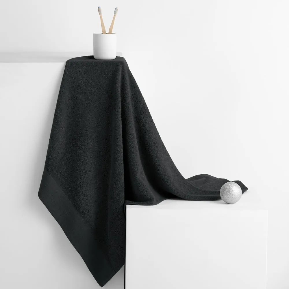 Czarny bawełniany ręcznik frotte 30x50 cm Amari – Restilo