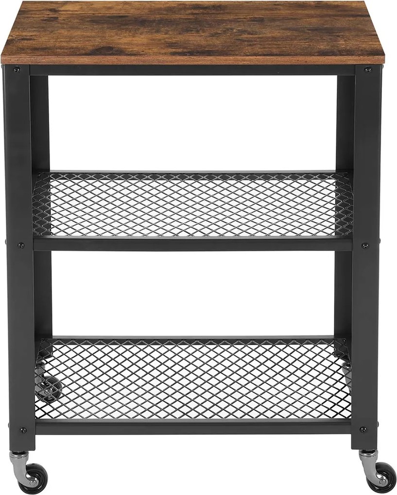 Stolik pomocniczy na kółkach TAYLOR 60x40 cm, rustykalny brązowy