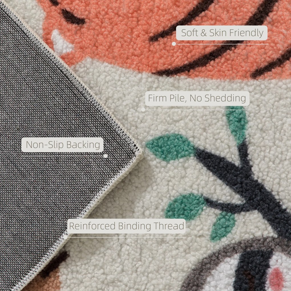 HOMCOM Fleece-Dywan z Wzorem Dżungli, łatwy w pielęgnacji, Kremowy+Bunt