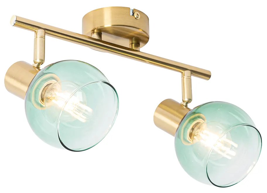 Spot art deco złoty z zielonym szkłem 2-źródła światła - Vidro