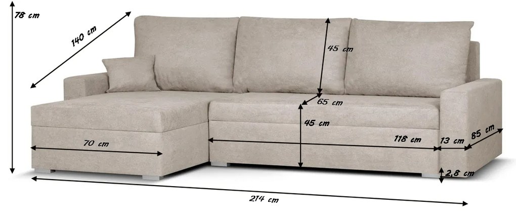 MEGA OKAZJA Narożnik z funkcją spania MATI - Soro 83 Jasny szary