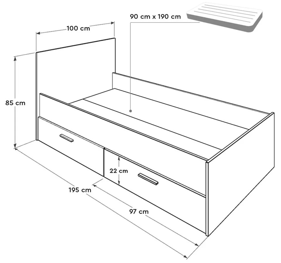 Biało-naturalne łóżko dziecięce ze schowkiem 90x190 cm – Kalune Design