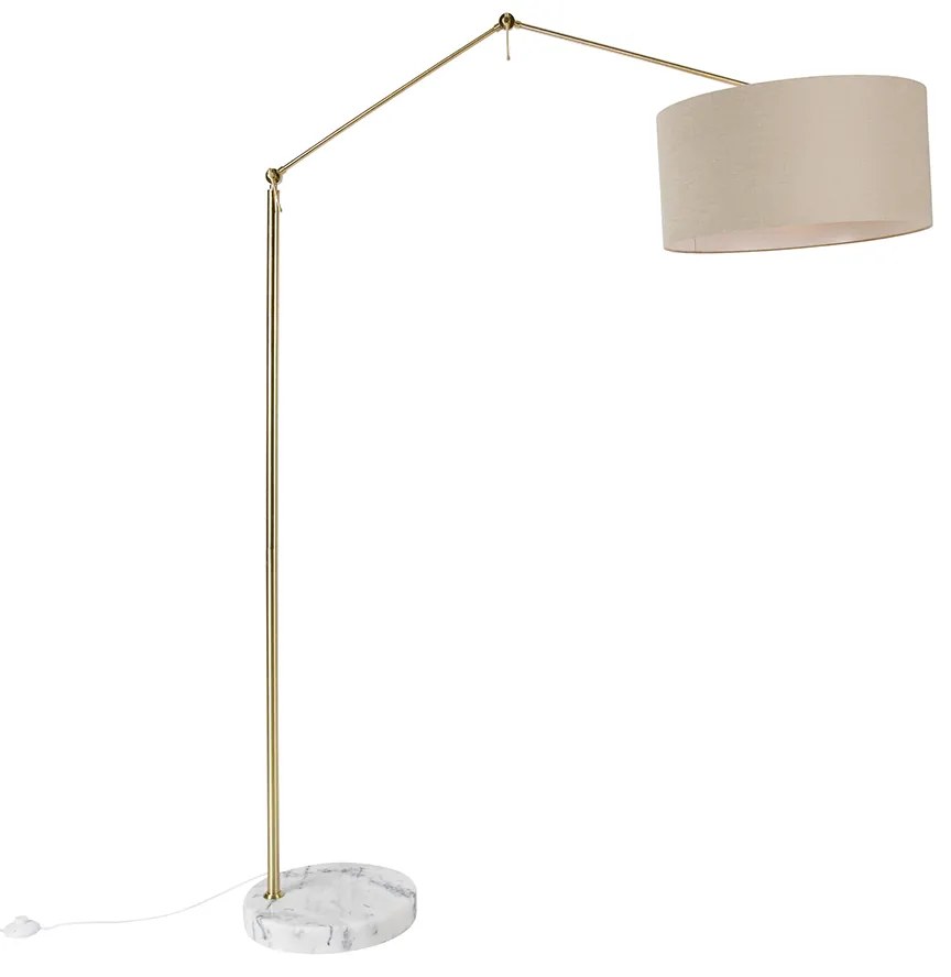 Lampa podłogowa złota z jasnobrązowym abażurem 50 cm regulowana - EditorDesignerski Oswietlenie wewnetrzne