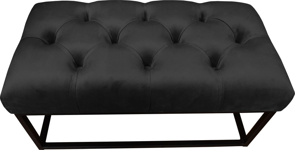 Ławka CHESTERFIELD tkanina Welur loft ławka metal : Kolor Stelaża - Czarny , Kolor tkaniny - VELVET - MG19, Typ tkaniny - Velvet