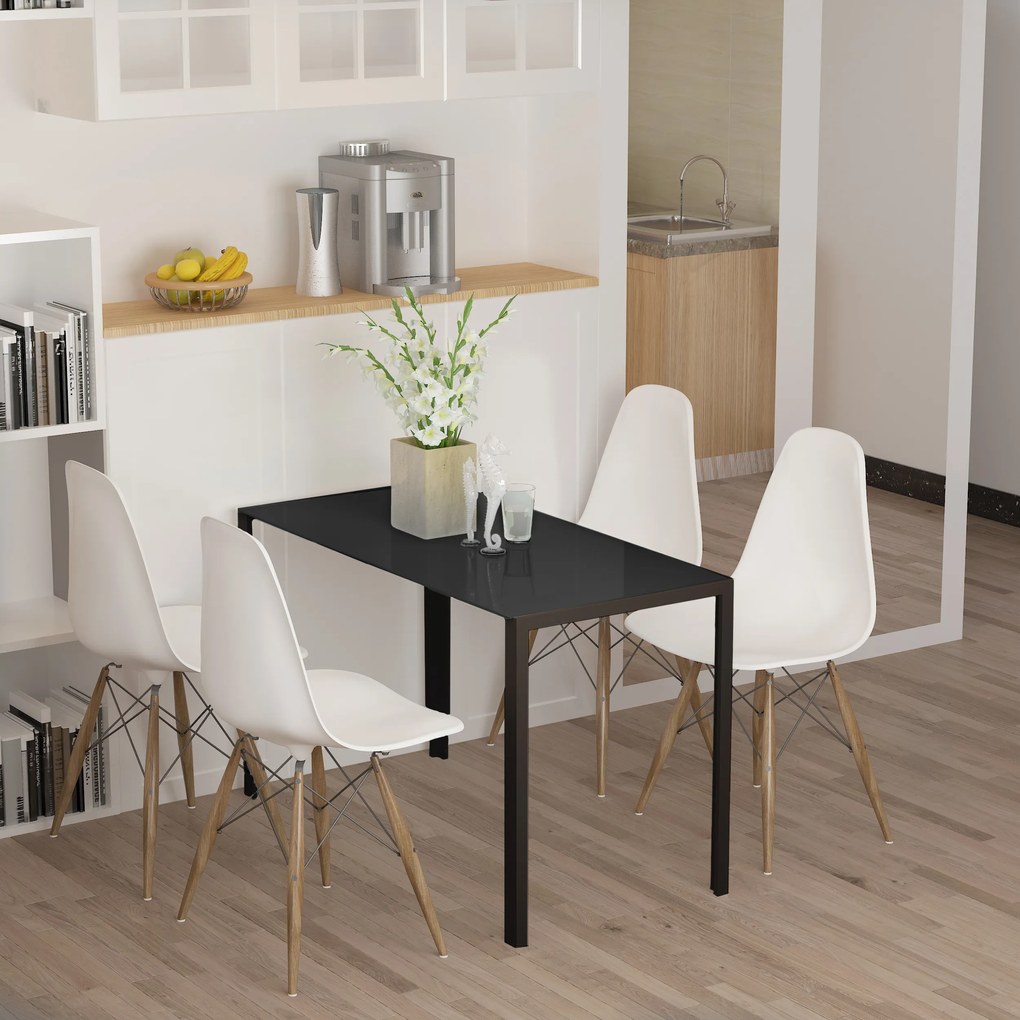 HOMCOM Stół jadalniany kuchenny nowoczesny design 120x60x75 cm czarny do salonu lub kuchni | Aosom PL