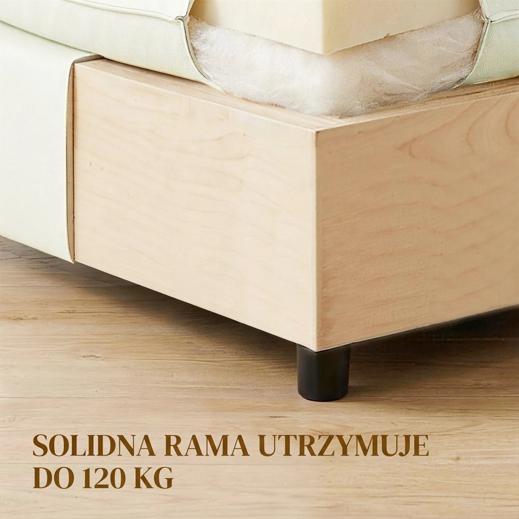 HOMCOM Puf nowoczesny z tkaniną i plastikowymi nogami, do salonu i sypialni, 75 cm, kremowobiały | Aosom PL